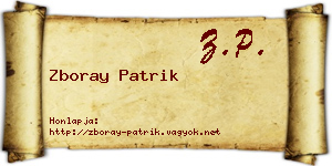 Zboray Patrik névjegykártya